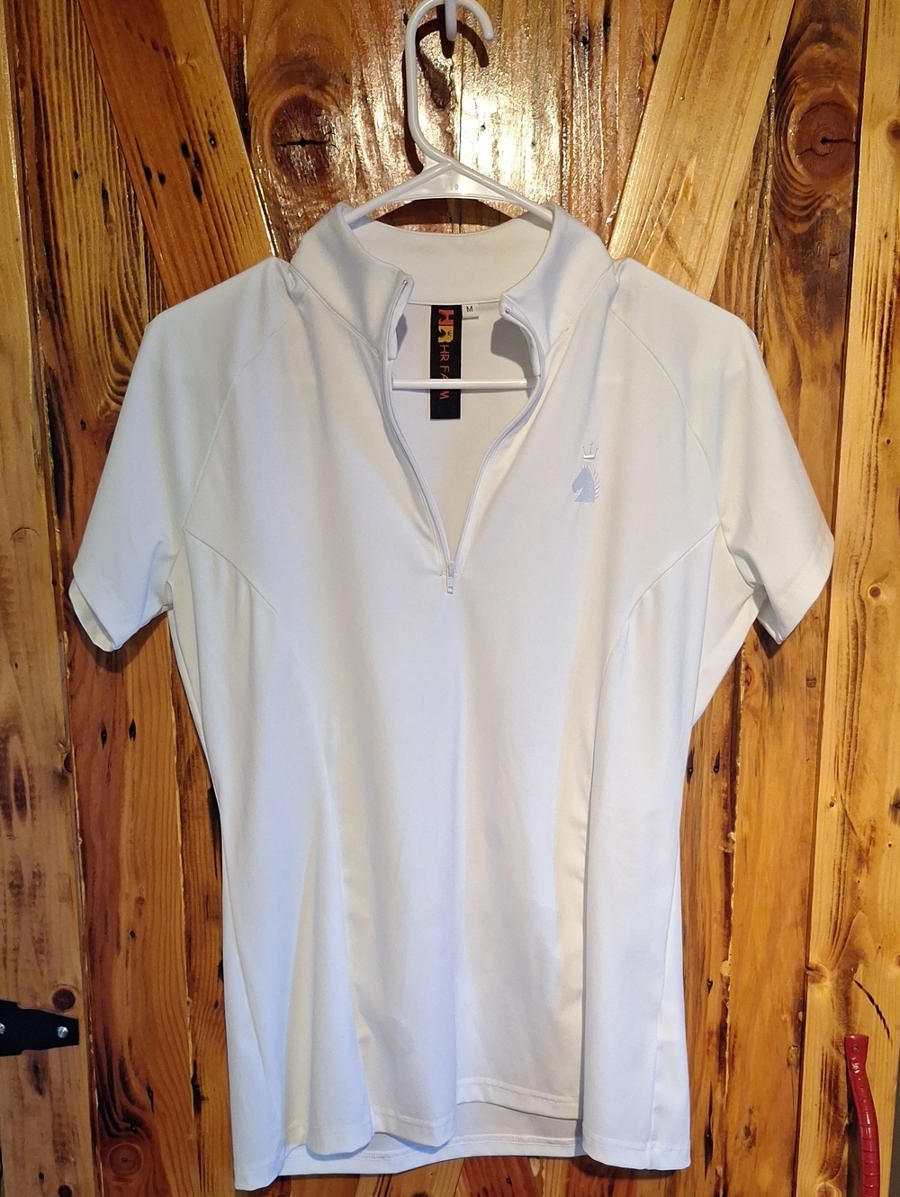 HR Farm Womens Half Zip White Riding Short Sleeve Shirt Medium NWOT